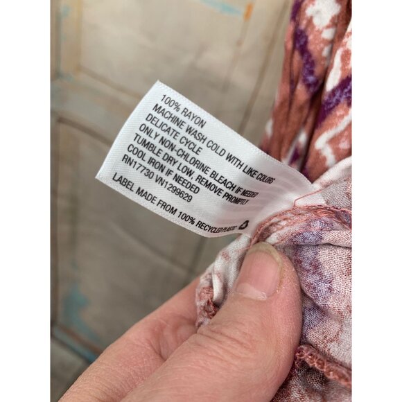 Knox Rose Womans M Cognac Midi Dress Balloon Sleeves Rayon Pockets NEW - Picture 6 of 10